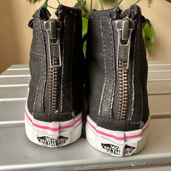 Black w/Pink Hi-Top Zipper-Back Vans “Missy”Size 13 - Picture 4 of 6